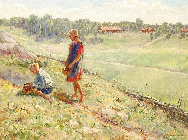 Alf Wallander Berry Picking Children a Summer Day china oil painting image